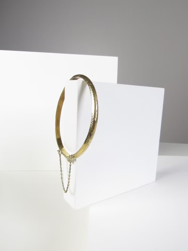 Vintage Gold Vermeil 925 Sterling Silver Bangle Bracelet
