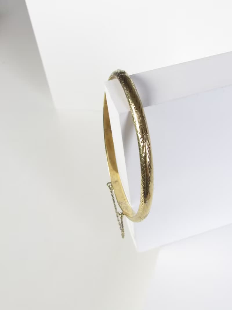 Vintage Gold Vermeil 925 Sterling Silver Bangle Bracelet