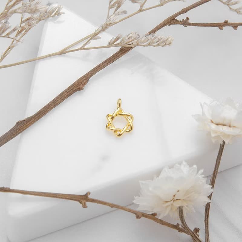 藏寶箱金飾 9999黃金純金 六芒星 星星墜子/項鍊/鎖骨鍊