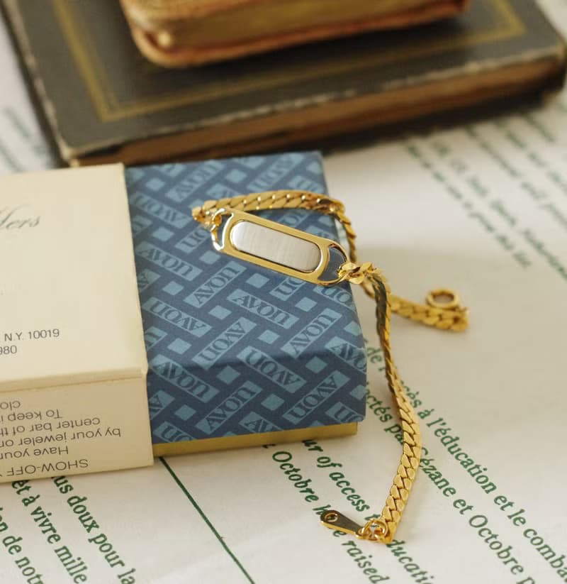 Vintage古董AVON 1980年金銀雙色手鍊 原裝盒 BR257