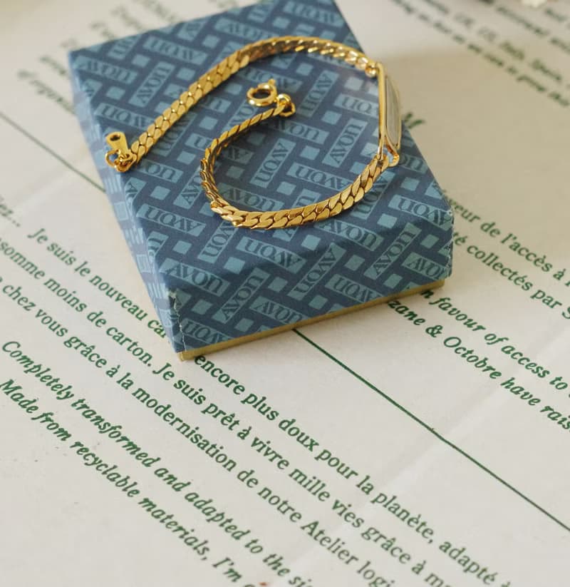 Vintage古董AVON 1980年金銀雙色手鍊 原裝盒 BR257