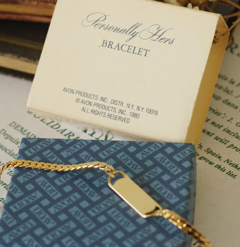 Vintage古董AVON 1980年金銀雙色手鍊 原裝盒 BR257