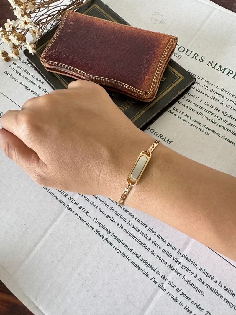 Vintage古董AVON 1980年金銀雙色手鍊 原裝盒 BR257