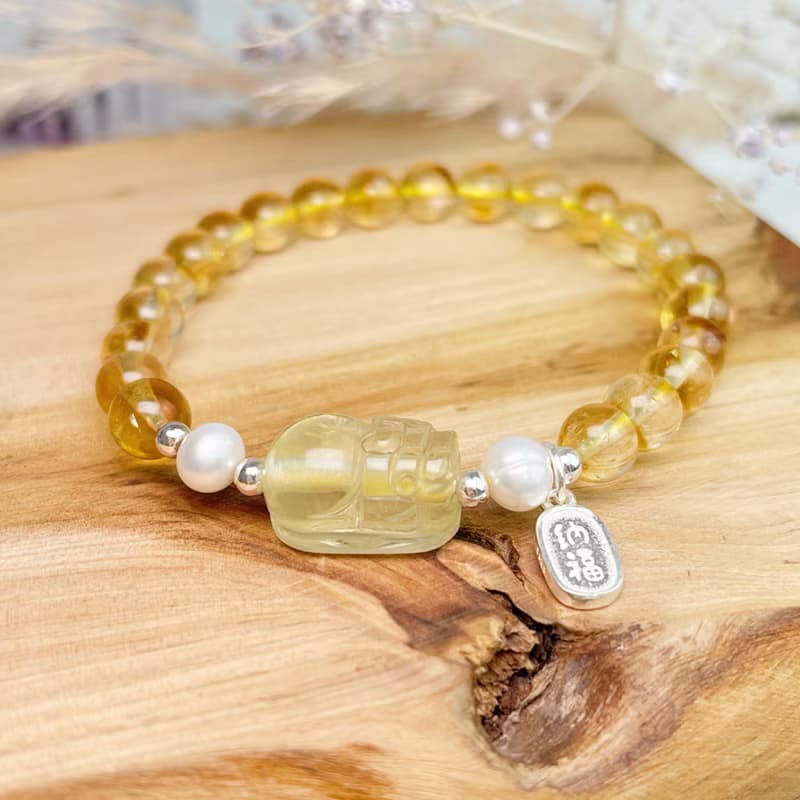 招財/擋煞/防小人-黃水晶貔貅手鍊