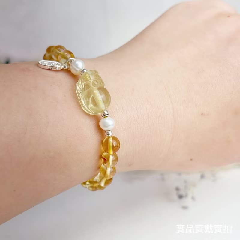 招財/擋煞/防小人-黃水晶貔貅手鍊