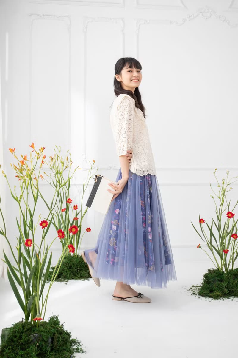 【波麗印花】平口小禮服 雙層印花瀑布紗裙 兩穿洋裝 琉璃紺
