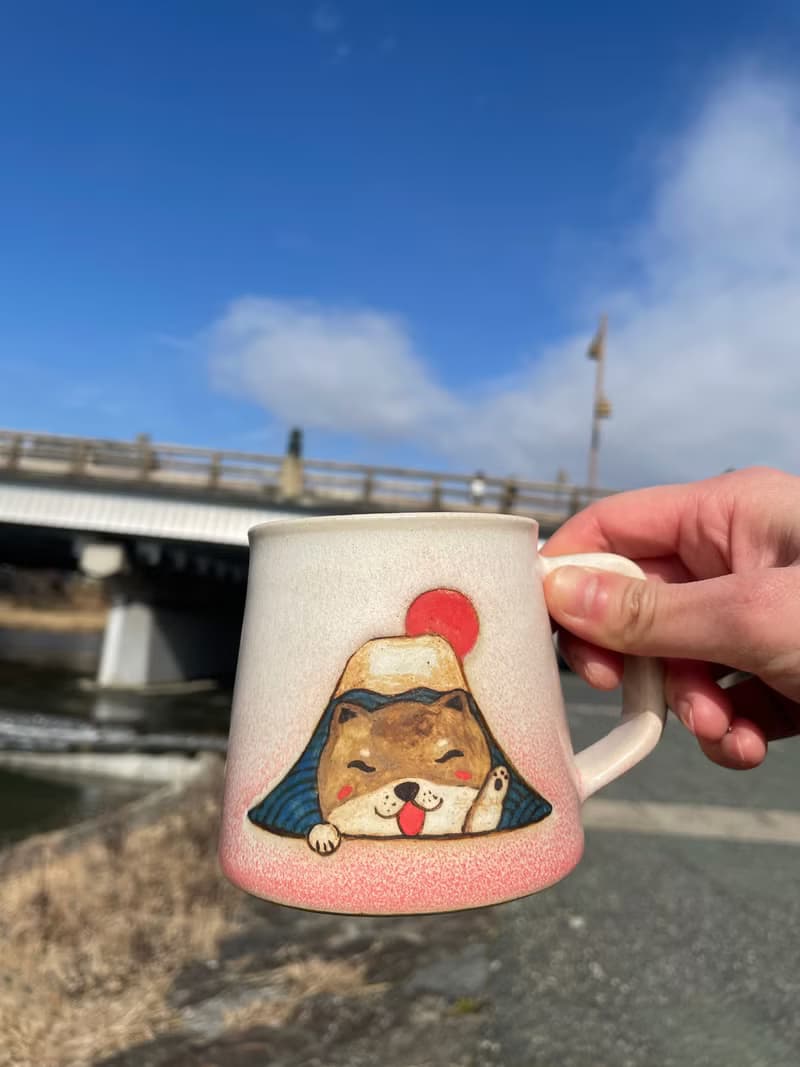 招柴版 漸層粉富士山咖啡杯