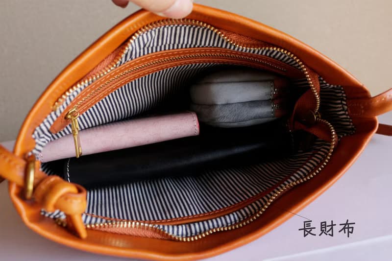 艶感の牛革斜め掛けショルダーバッグ収納バッグ 長財布収納可能出会いバッグ2way