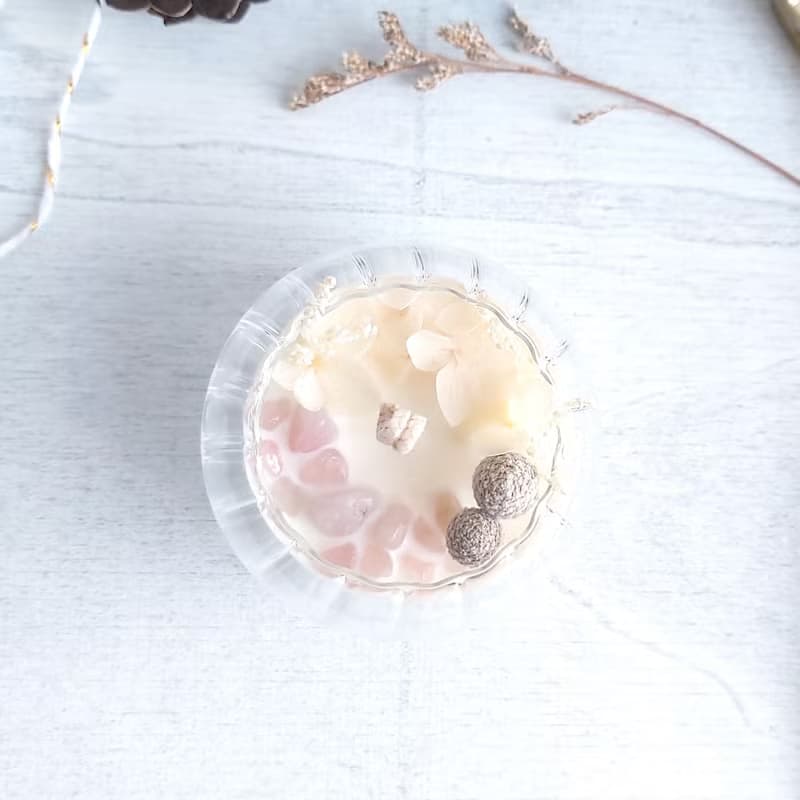燈籠雙層玻璃杯 45g 天然大豆蠟燭 粉水晶 結婚回禮