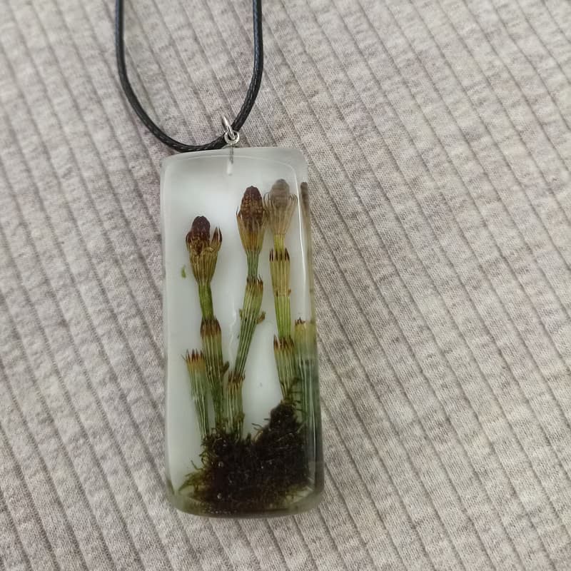Horsetail pendant Crystal resin necklace with horsetail Forest jewelry 生日禮物 項鍊