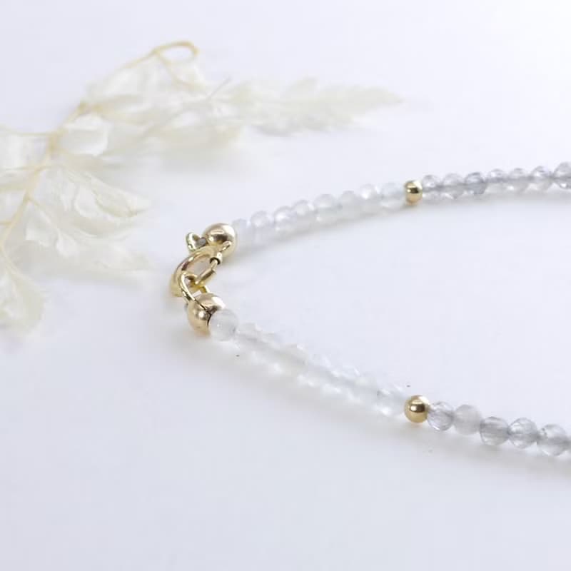 月光石 黑尖晶 黑髮晶14KGF 極細手鍊