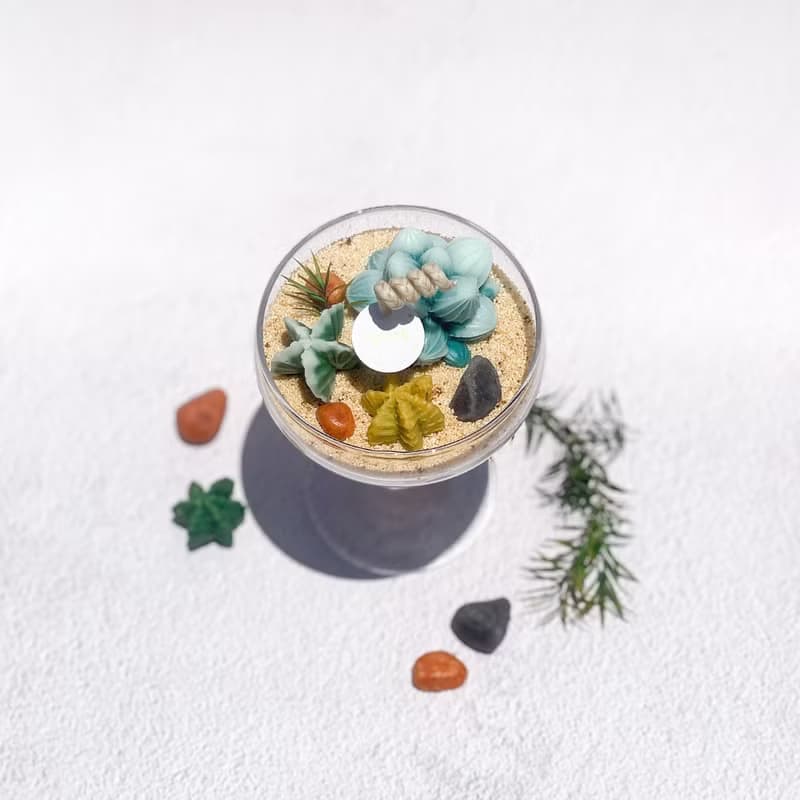 多肉植物蠟燭杯 | 手工香氛仙人掌蠟燭