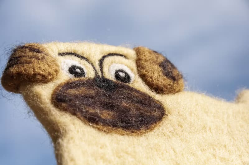 情人節禮物 森林系動物羊毛氈動物杯墊-巴哥小狗吸水杯墊 毛小孩