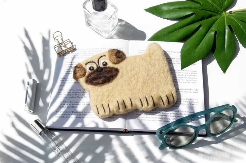 情人節禮物 森林系動物羊毛氈動物杯墊-巴哥小狗吸水杯墊 毛小孩