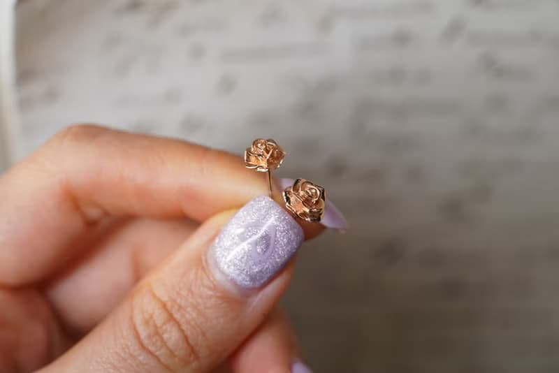 E190 18K金玫瑰花耳環 (直徑7MM)