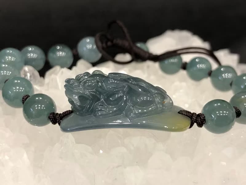 免費開光 天然藍水翡翠招財貔貅手鍊 開運 防小人 擋煞