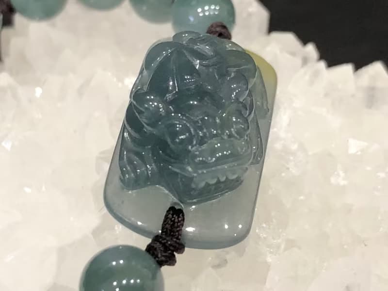 免費開光 天然藍水翡翠招財貔貅手鍊 開運 防小人 擋煞