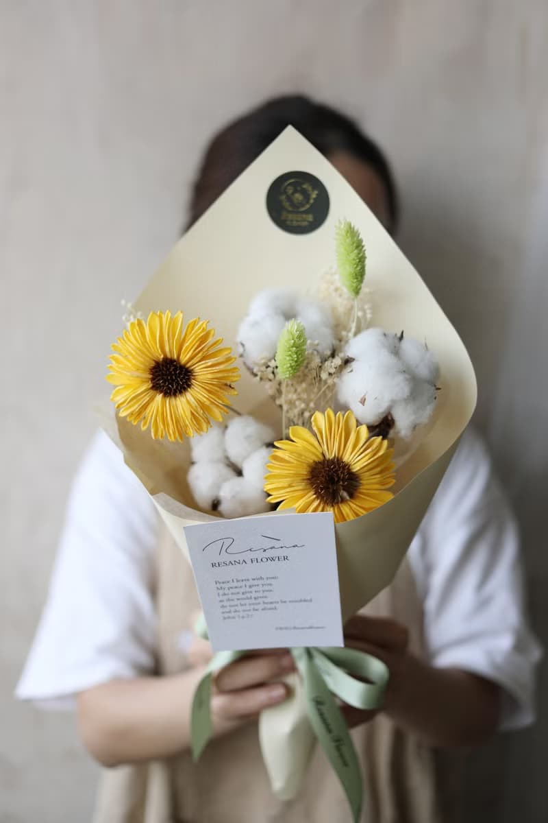 索拉太陽花棉花永生花束