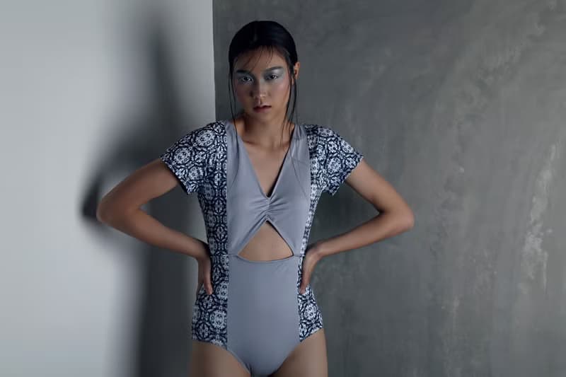 Crystal suit V領小性感泳裝 / 寶石打印+煙灰色 / XS