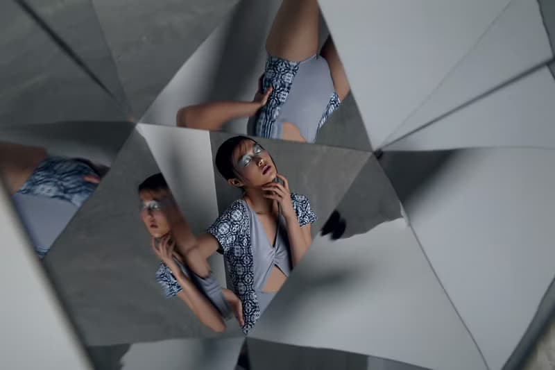 Crystal suit V領小性感泳裝 / 寶石打印+煙灰色 / XS
