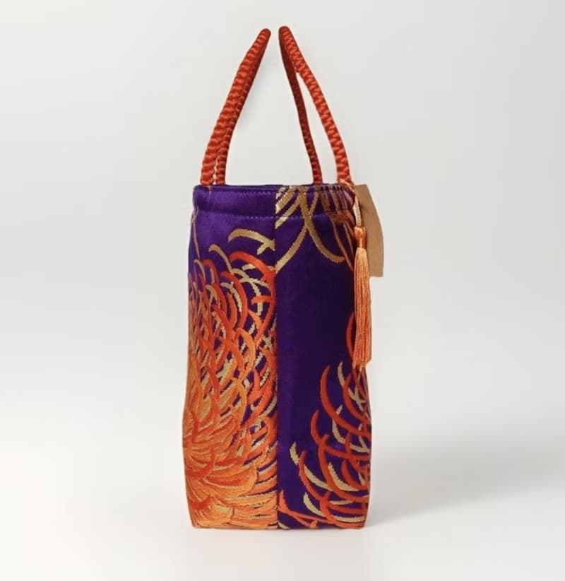 獨一無二真絲和服袋帶托特包, 日本手工刺繡升級改造包, 和風藝術