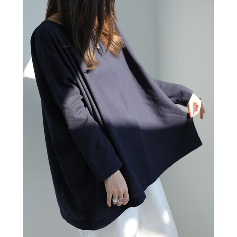 日本產梭織羊毛 一字領寬鬆針織衫 I Wool Boat Neck Top