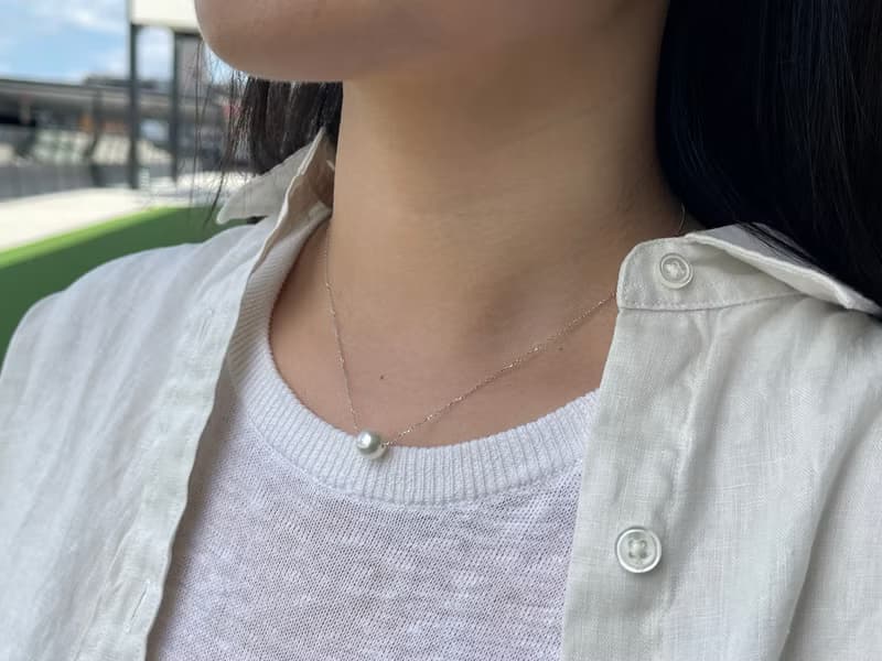 日本直送 10k白金 8.5mm Akoya珍珠吊墜項鍊 開運路路通 天然珍珠