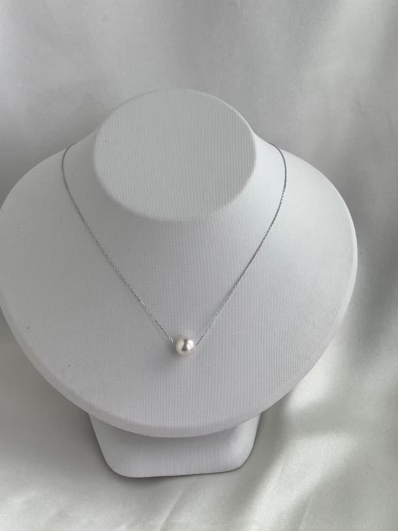 日本直送 10k白金 8.5mm Akoya珍珠吊墜項鍊 開運路路通 天然珍珠