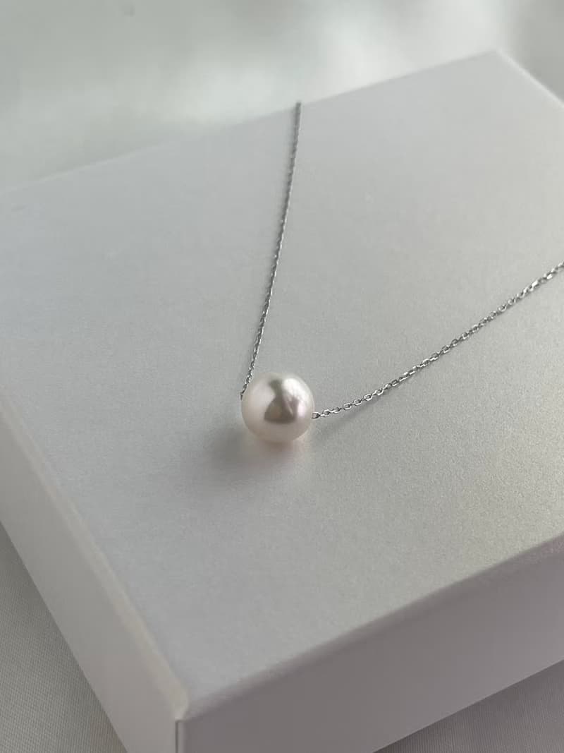 日本直送 10k白金 8.5mm Akoya珍珠吊墜項鍊 開運路路通 天然珍珠