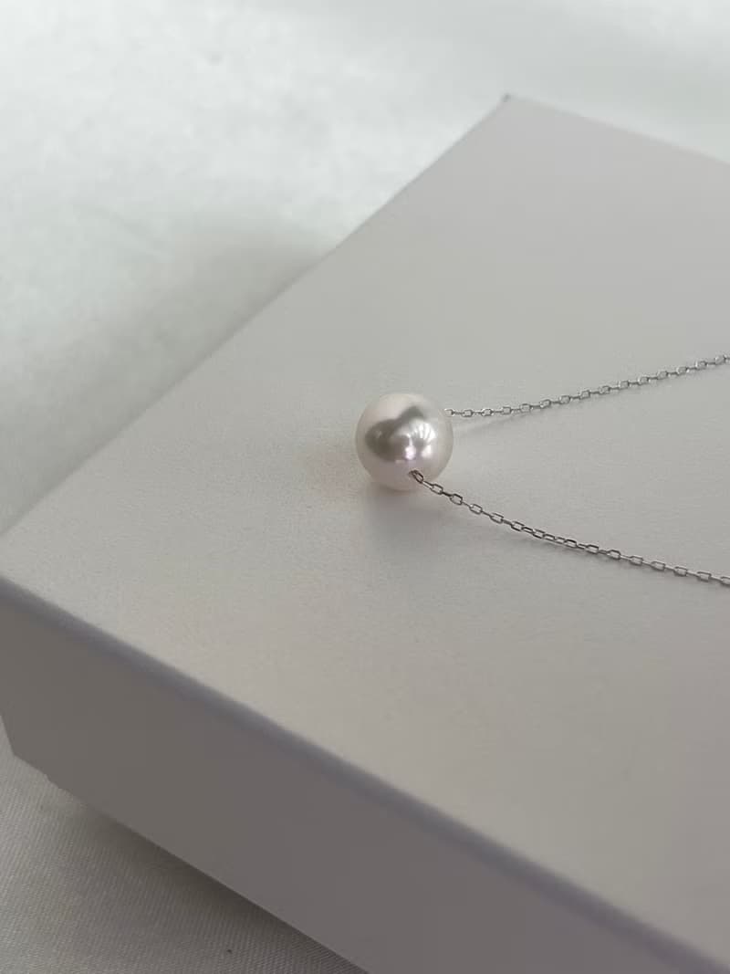 日本直送 10k白金 8.5mm Akoya珍珠吊墜項鍊 開運路路通 天然珍珠