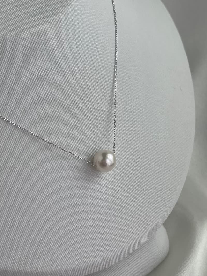 日本直送 10k白金 8.5mm Akoya珍珠吊墜項鍊 開運路路通 天然珍珠