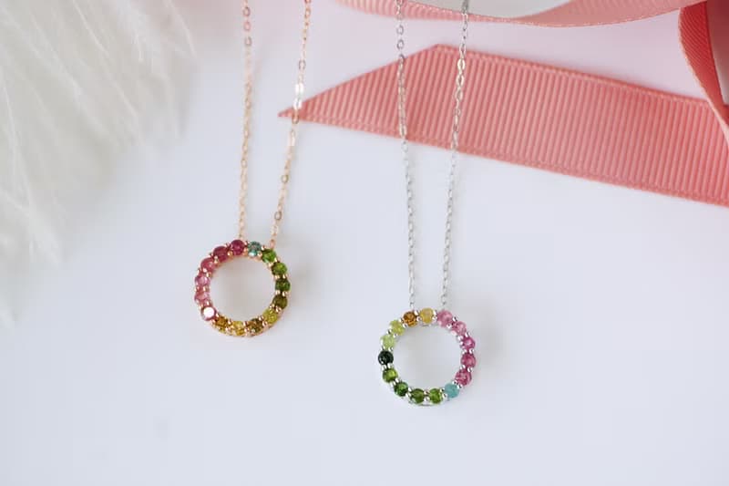 Natural Tourmaline Multicolor Necklace Sterling silver 925