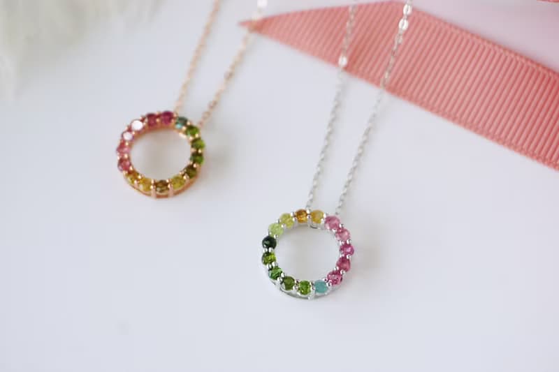Natural Tourmaline Multicolor Necklace Sterling silver 925