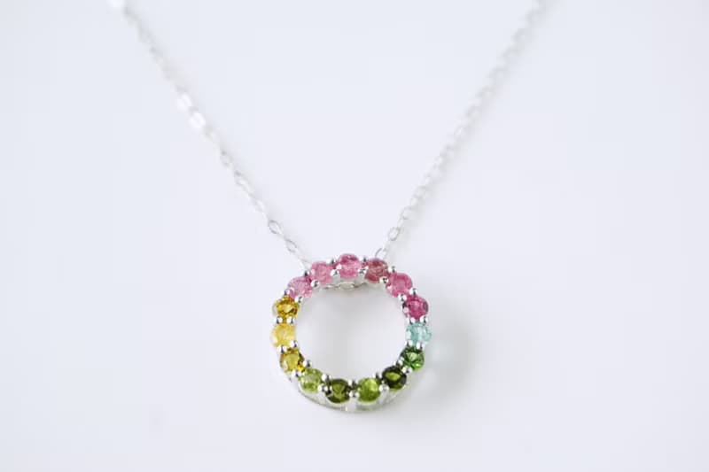 Natural Tourmaline Multicolor Necklace Sterling silver 925