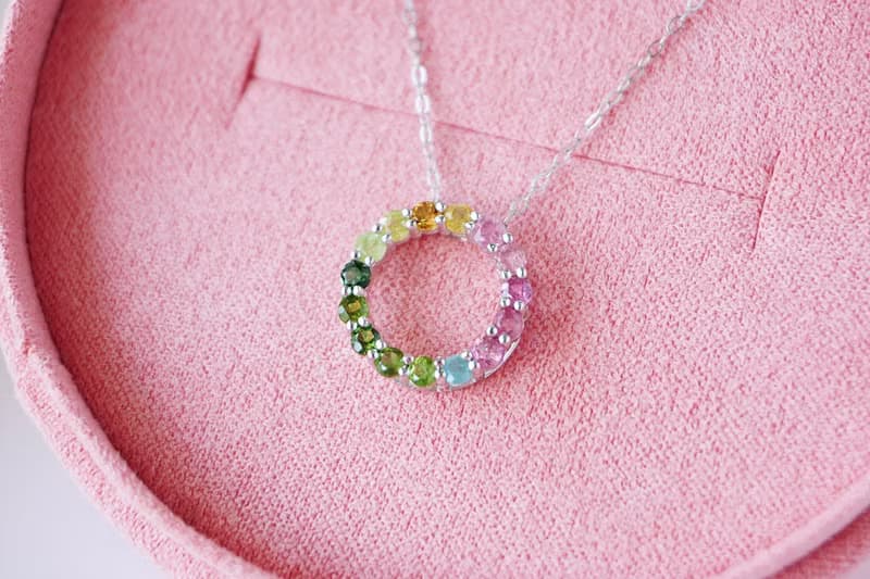 Natural Tourmaline Multicolor Necklace Sterling silver 925