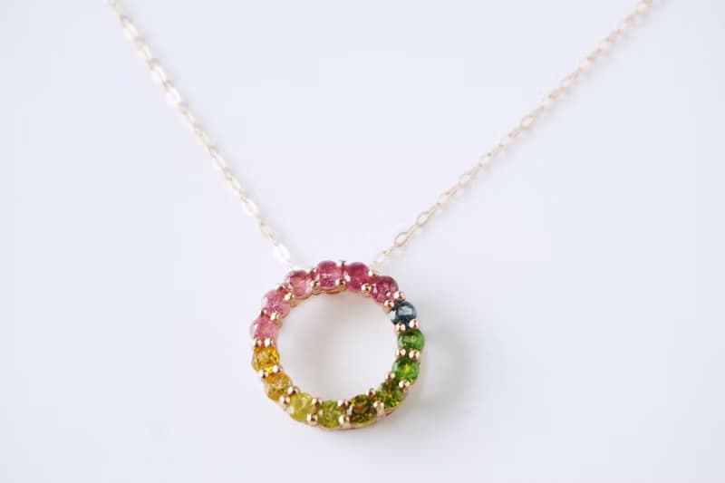 Natural Tourmaline Multicolor Necklace Sterling silver 925