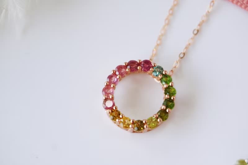 Natural Tourmaline Multicolor Necklace Sterling silver 925