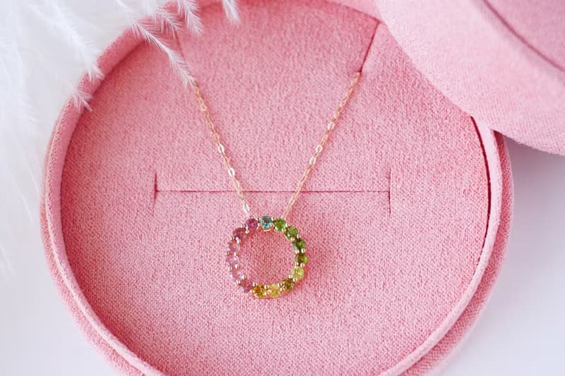 Natural Tourmaline Multicolor Necklace Sterling silver 925