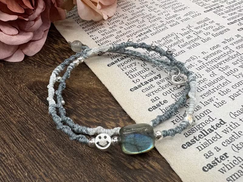 拉長石 雙圈編織手鍊  睡眠 平緩情緒