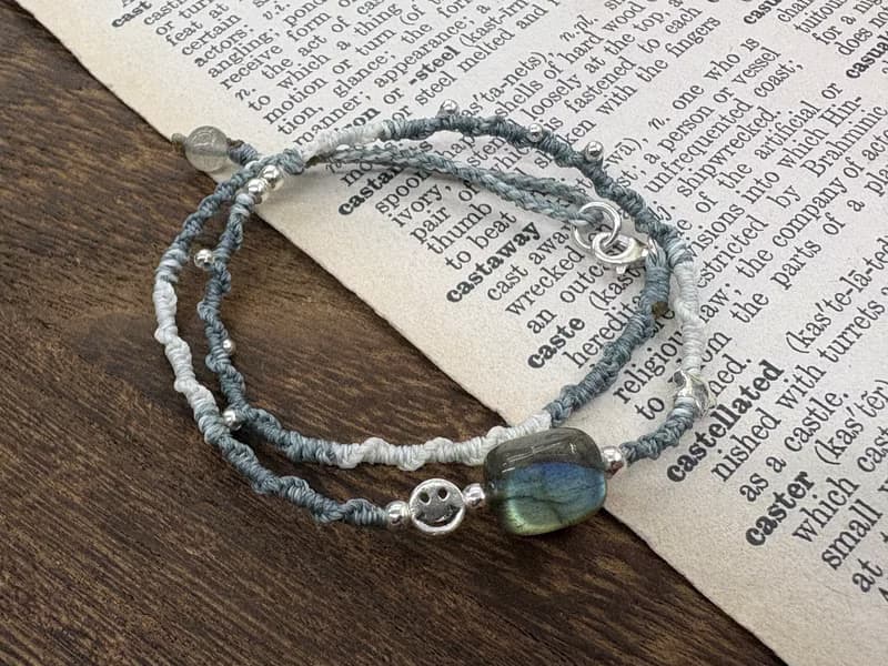 拉長石 雙圈編織手鍊  睡眠 平緩情緒