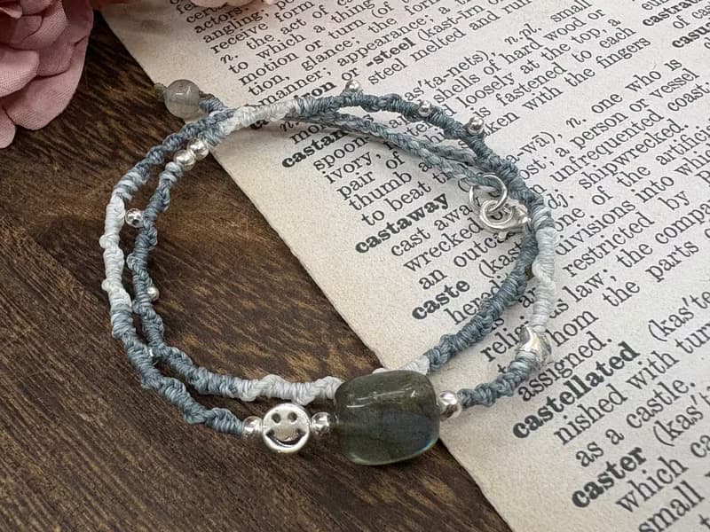 拉長石 雙圈編織手鍊  睡眠 平緩情緒