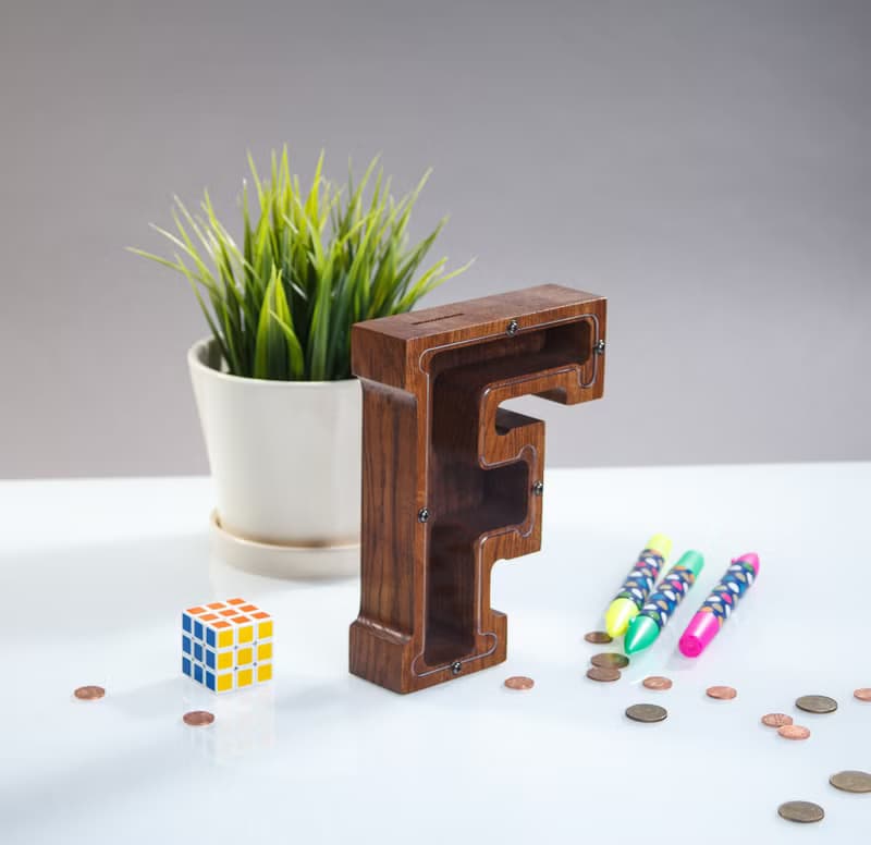 Personalized baby shower gift Wood piggy bank LETTER Custom first birthday gift