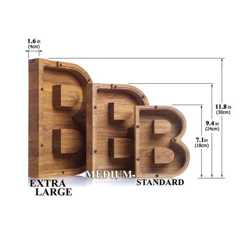 Personalized baby shower gift Wood piggy bank LETTER Custom first birthday gift