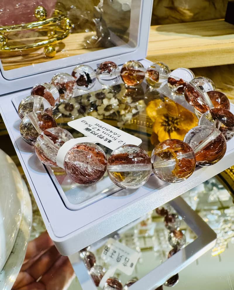 畢業級天然紅泥骸骨閃靈水晶12.5mm47.54g好運穩定情緒淨化洞察力