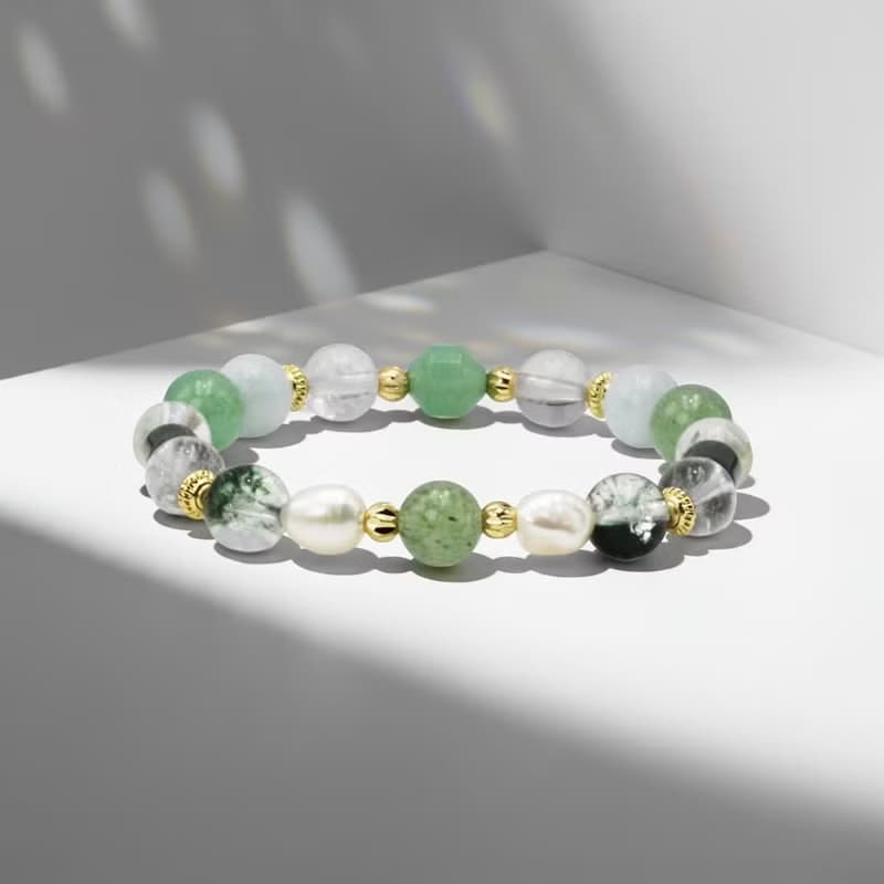 精靈Genie | 森歷奇境 x 綠幽靈海藍寶手鍊 白水晶綠東陵