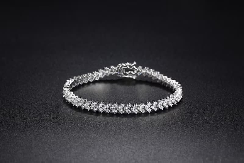 925純銀莫桑石網球手鍊 | 心型CZ鑽石手鏈 | 花式切割滿鑽手環