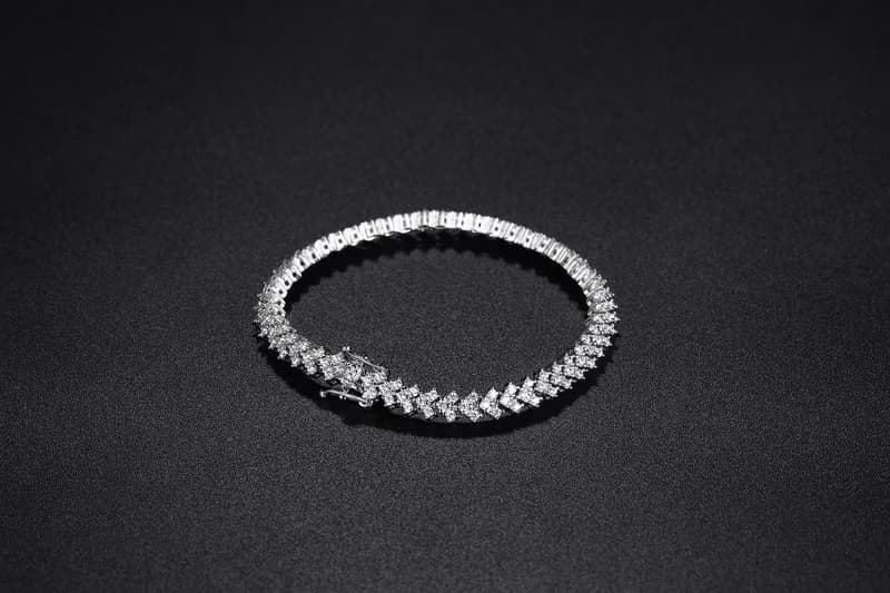 925純銀莫桑石網球手鍊 | 心型CZ鑽石手鏈 | 花式切割滿鑽手環