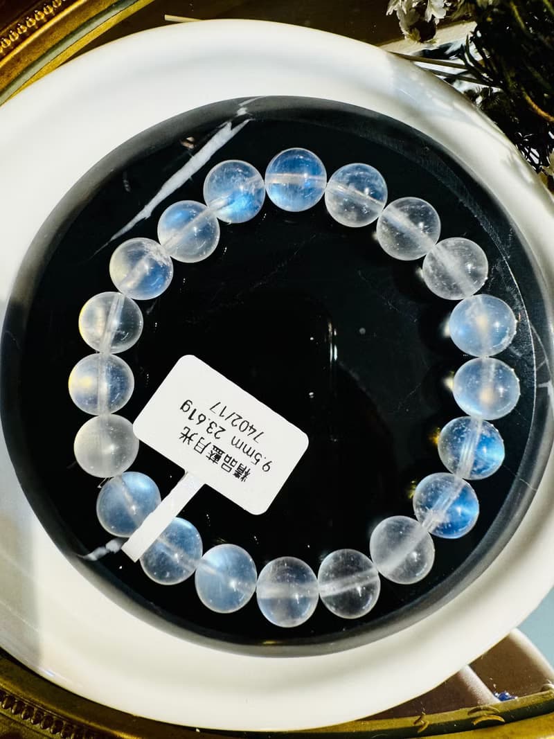 精品天然高彩藍月光水晶9.5mm23.61g人緣桃花提升魅力助眠緩解急