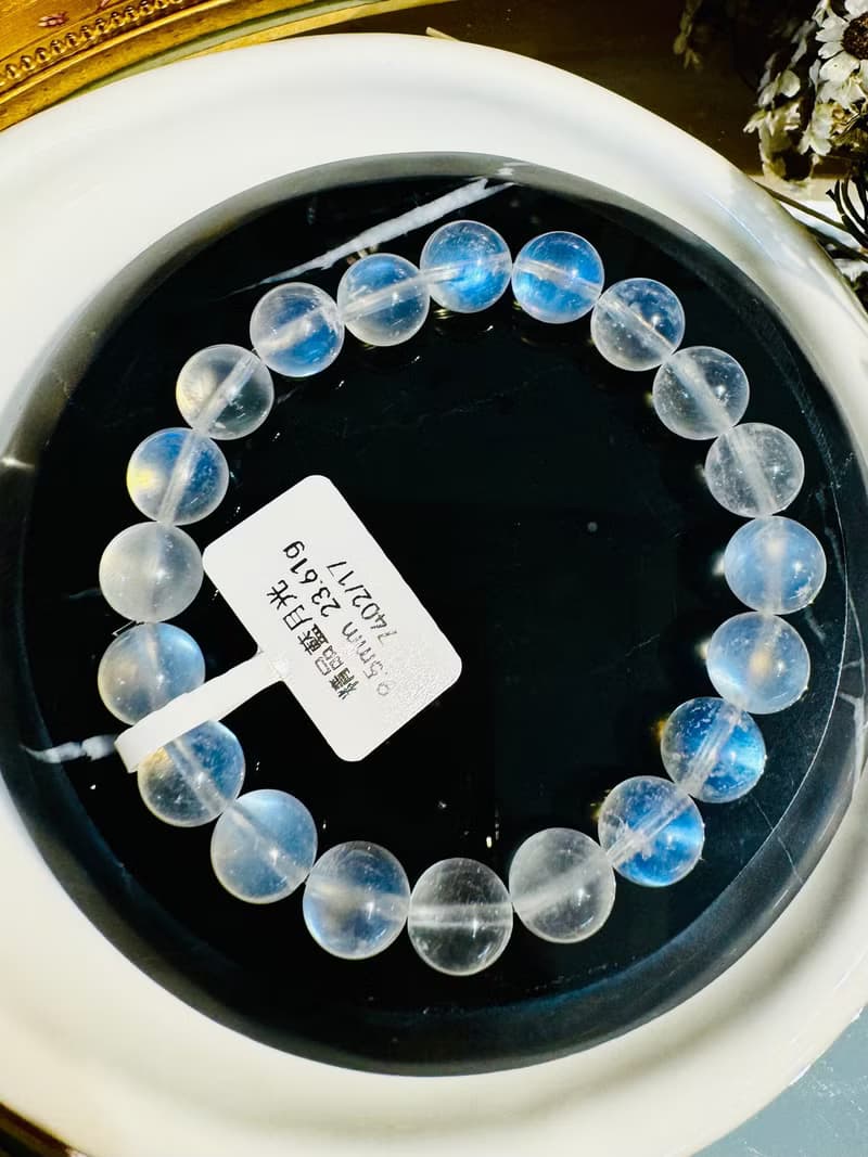 精品天然高彩藍月光水晶9.5mm23.61g人緣桃花提升魅力助眠緩解急