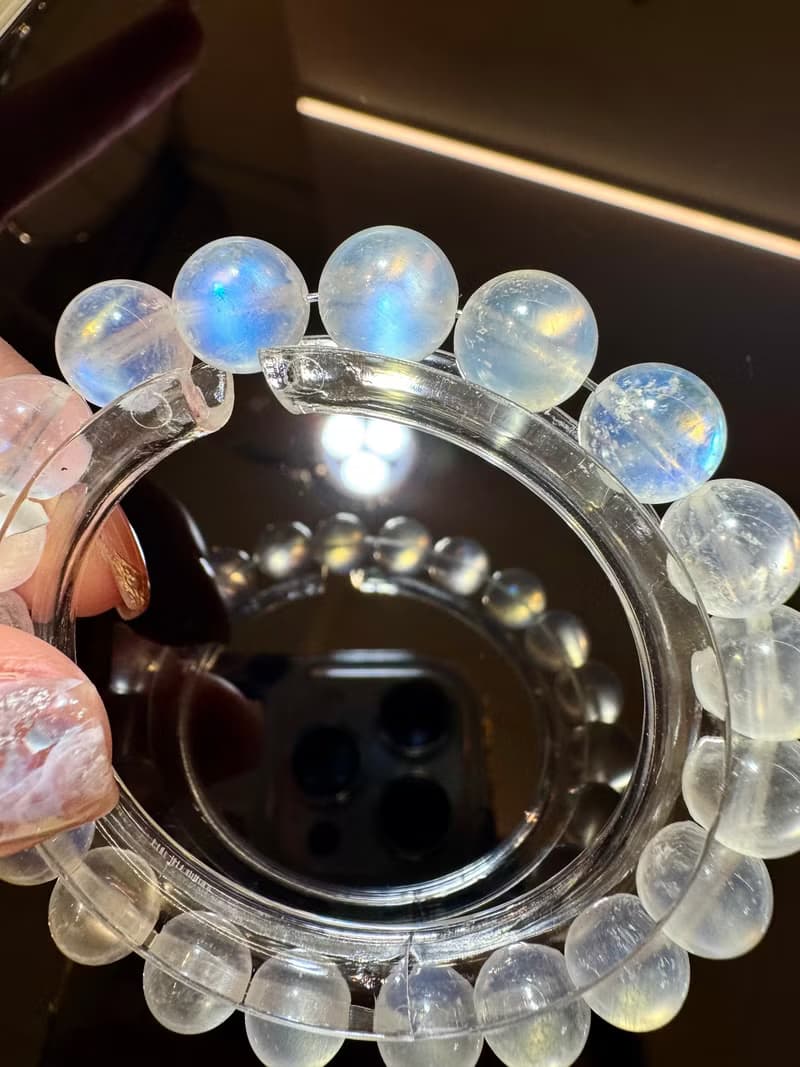 精品天然高彩藍月光水晶9.5mm23.61g人緣桃花提升魅力助眠緩解急